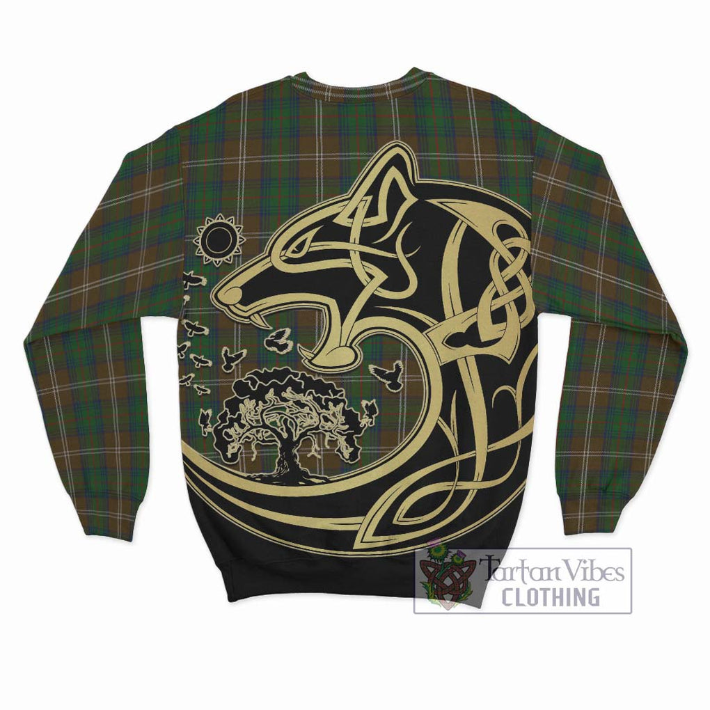 Chisholm Hunting Tartan Sweatshirt with Family Crest Celtic Wolf Style - Tartan Vibes Clothing