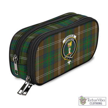 Chisholm Hunting Tartan Pen and Pencil Case with Family Crest