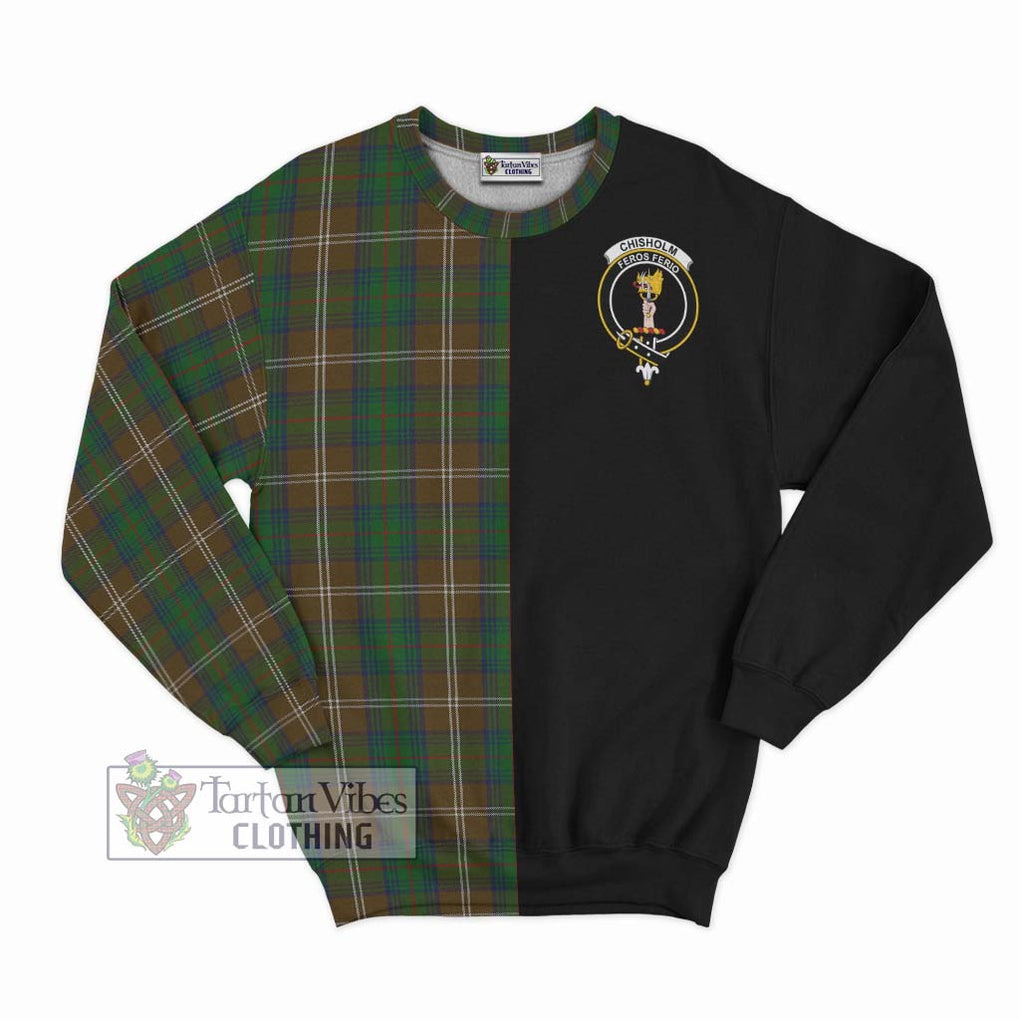 Chisholm Hunting Tartan Sweatshirt with Family Crest and Half Of Me Style - Tartanvibesclothing Shop