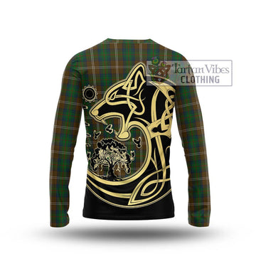 Chisholm Hunting Tartan Long Sleeve T-Shirt with Family Crest Celtic Wolf Style