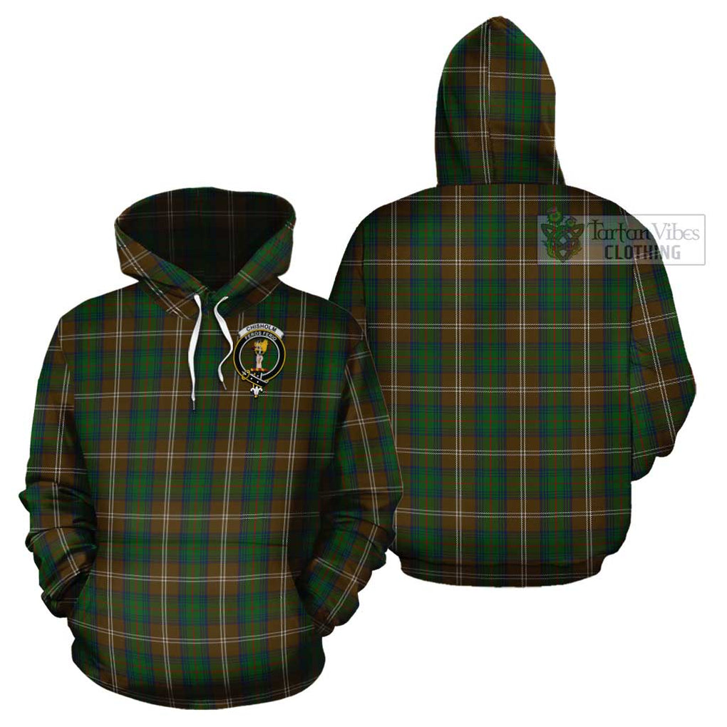 Chisholm Hunting Tartan Cotton Hoodie with Family Crest Pullover Hoodie - Tartan Vibes Clothing