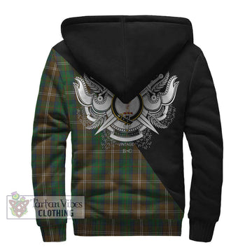 Chisholm Hunting Tartan Sherpa Hoodie with Family Crest and Military Logo Style