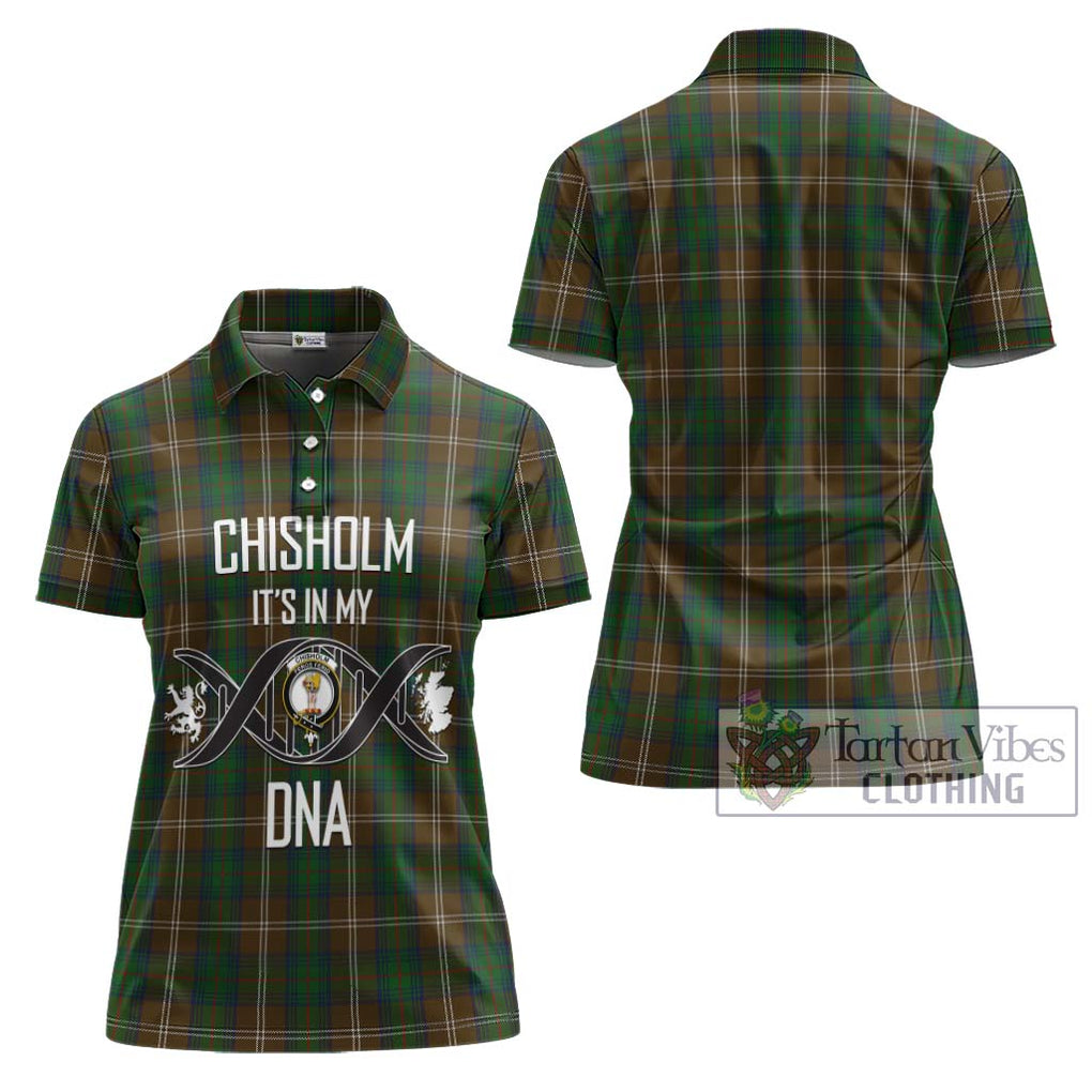 Chisholm Hunting Tartan Women's Polo Shirt with Family Crest DNA In Me Style - Tartanvibesclothing Shop