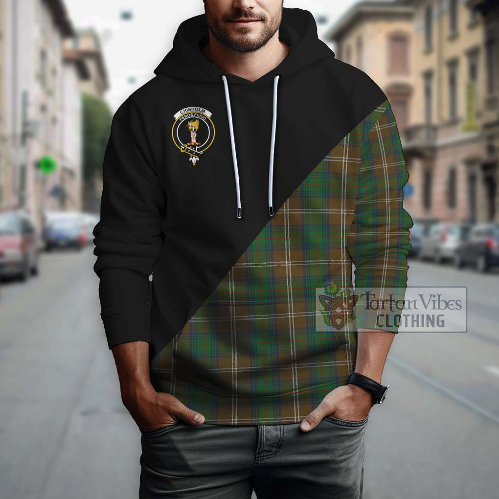 Chisholm Hunting Tartan Hoodie with Family Crest and Military Logo Style - Tartanvibesclothing Shop