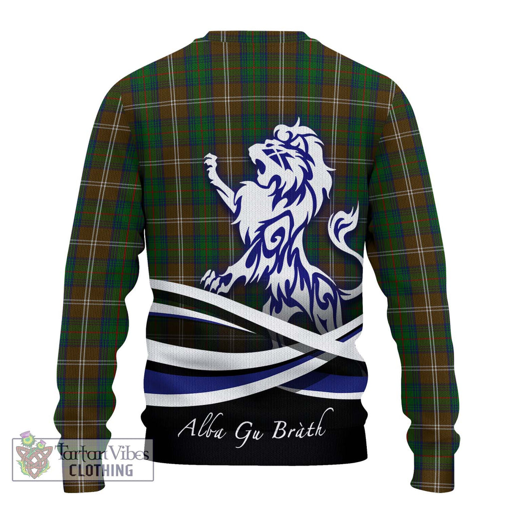 Chisholm Hunting Tartan Knitted Sweater with Alba Gu Brath Regal Lion Emblem - Tartanvibesclothing Shop