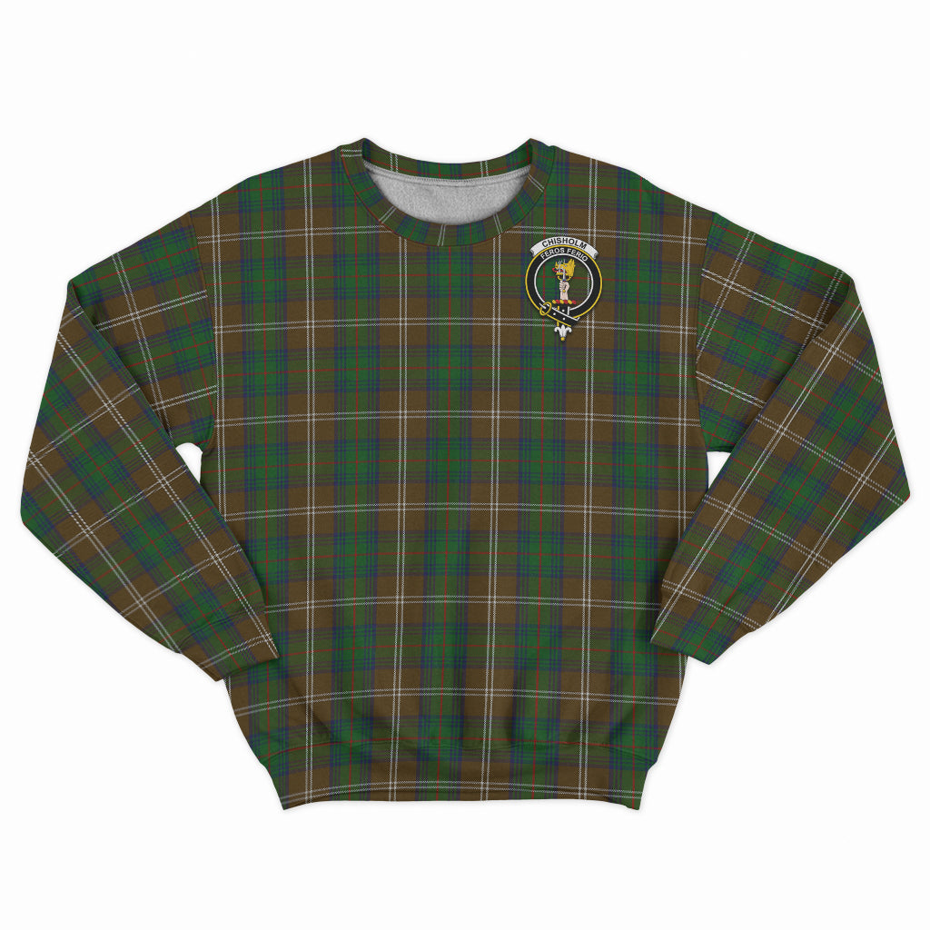 Chisholm Hunting Tartan Sweatshirt with Family Crest - Tartan Vibes Clothing