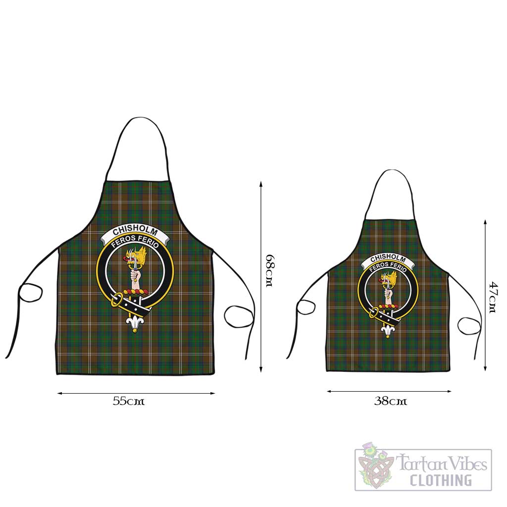 Chisholm Hunting Tartan Apron with Family Crest Black L 55x68 cm - Tartan Vibes Clothing