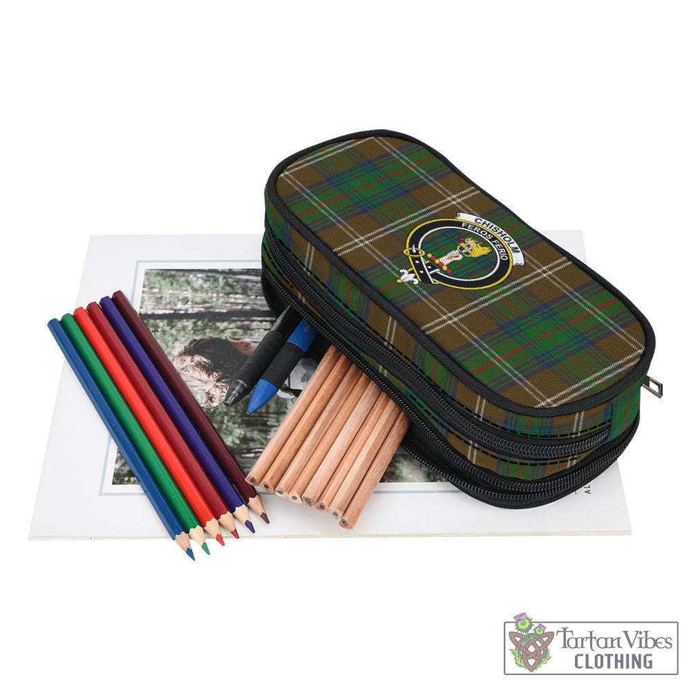 Tartan Vibes Clothing Chisholm Hunting Tartan Pen and Pencil Case with Family Crest