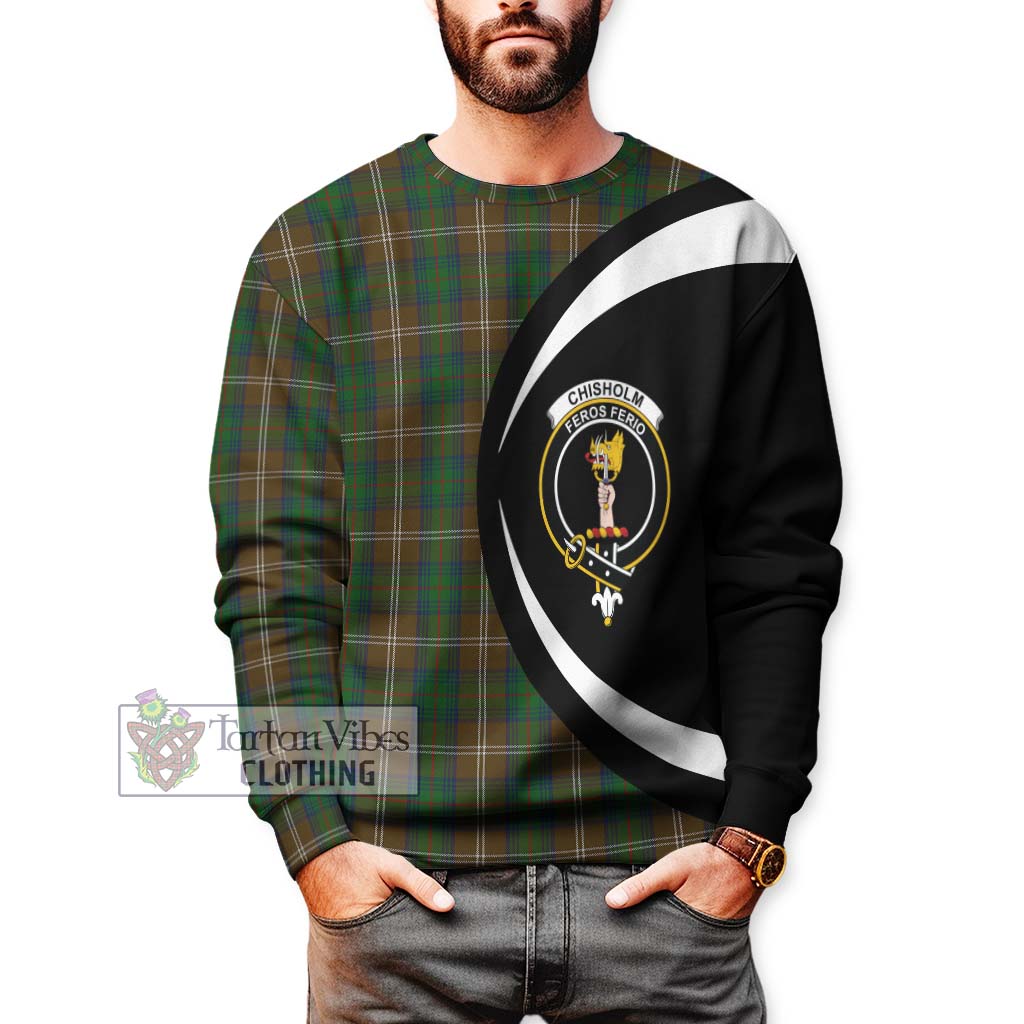 Chisholm Hunting Tartan Sweatshirt with Family Crest Circle Style - Tartan Vibes Clothing