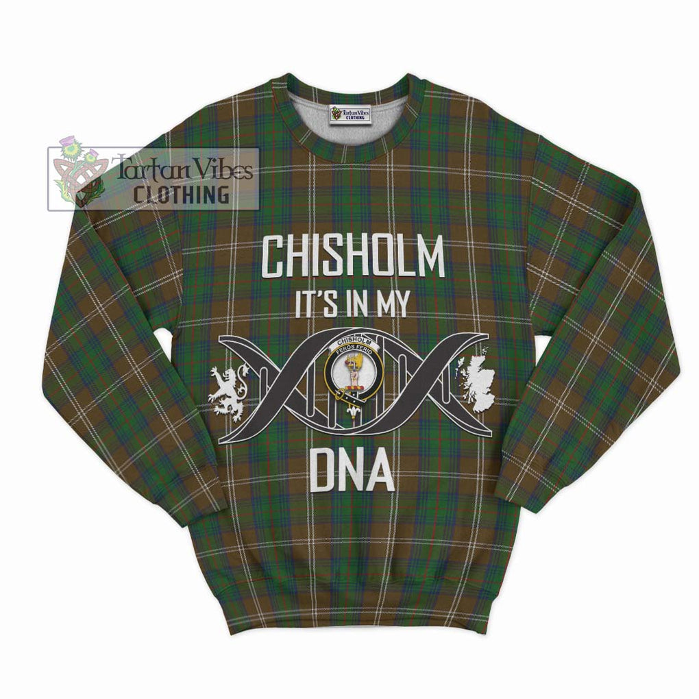 Chisholm Hunting Tartan Sweatshirt with Family Crest DNA In Me Style - Tartanvibesclothing Shop