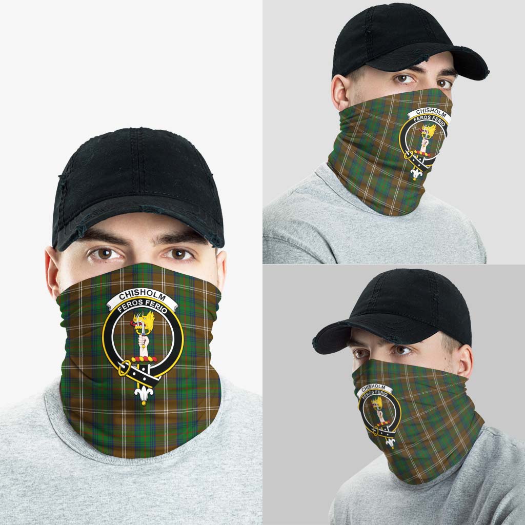 Chisholm Hunting Tartan Neck Gaiters, Tartan Bandanas, Tartan Head Band with Family Crest