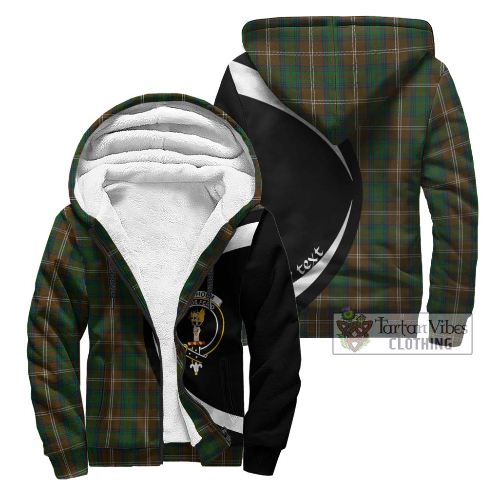 Chisholm Hunting Tartan Sherpa Hoodie with Family Crest Circle Style Unisex - Tartan Vibes Clothing