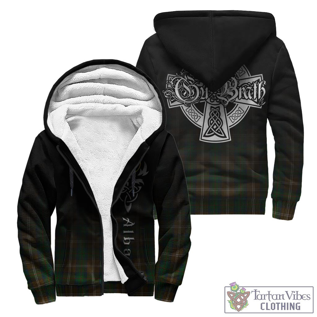 Tartan Vibes Clothing Chisholm Hunting Tartan Sherpa Hoodie Featuring Alba Gu Brath Family Crest Celtic Inspired