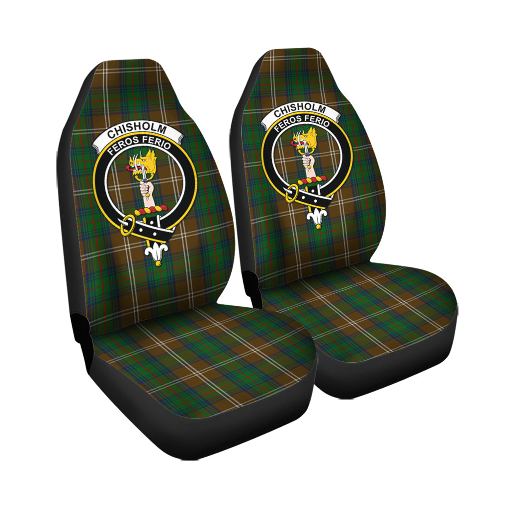 Chisholm Hunting Tartan Car Seat Cover with Family Crest - Tartanvibesclothing