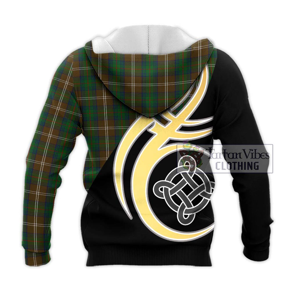 Chisholm Hunting Tartan Knitted Hoodie with Family Crest and Celtic Symbol Style - Tartan Vibes Clothing