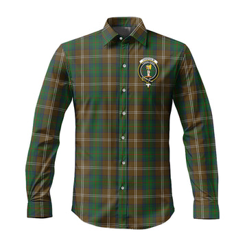 Chisholm Hunting Tartan Long Sleeve Button Up Shirt with Family Crest