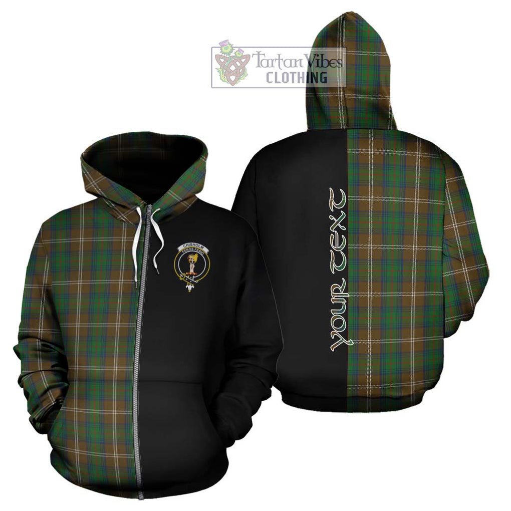 Chisholm Hunting Tartan Hoodie with Family Crest and Half Of Me Style - Tartanvibesclothing Shop