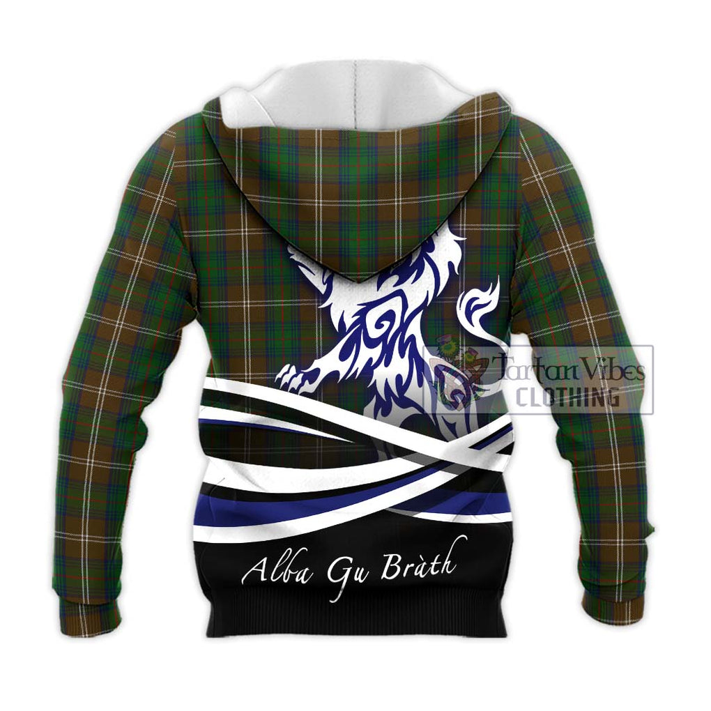 Chisholm Hunting Tartan Knitted Hoodie with Alba Gu Brath Regal Lion Emblem - Tartanvibesclothing Shop