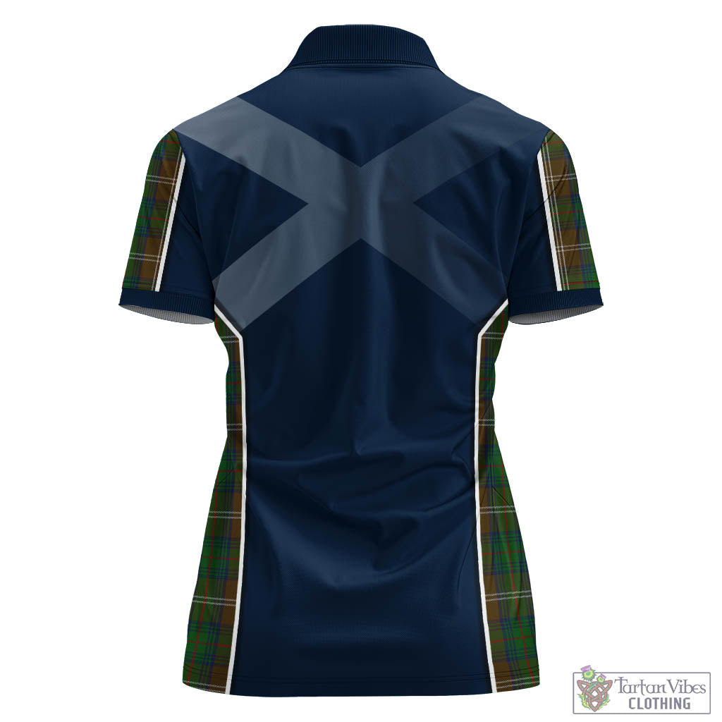 Tartan Vibes Clothing Chisholm Hunting Tartan Women's Polo Shirt with Family Crest and Scottish Thistle Vibes Sport Style