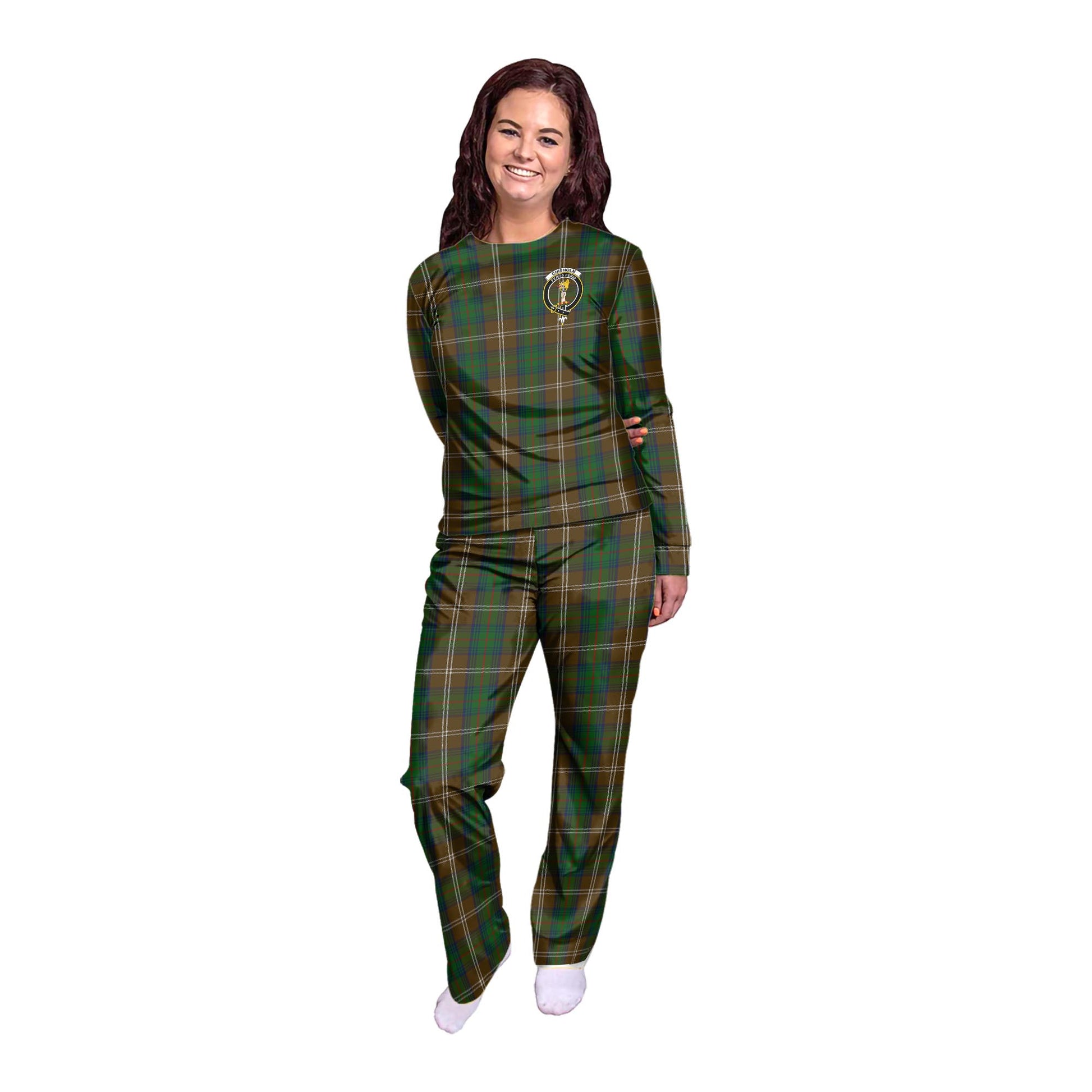 Chisholm Hunting Tartan Pajamas Family Set with Family Crest - Tartan Vibes Clothing