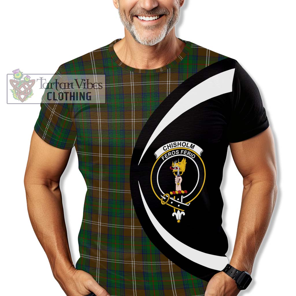 Tartan Vibes Clothing Chisholm Hunting Tartan T-Shirt with Family Crest Circle Style