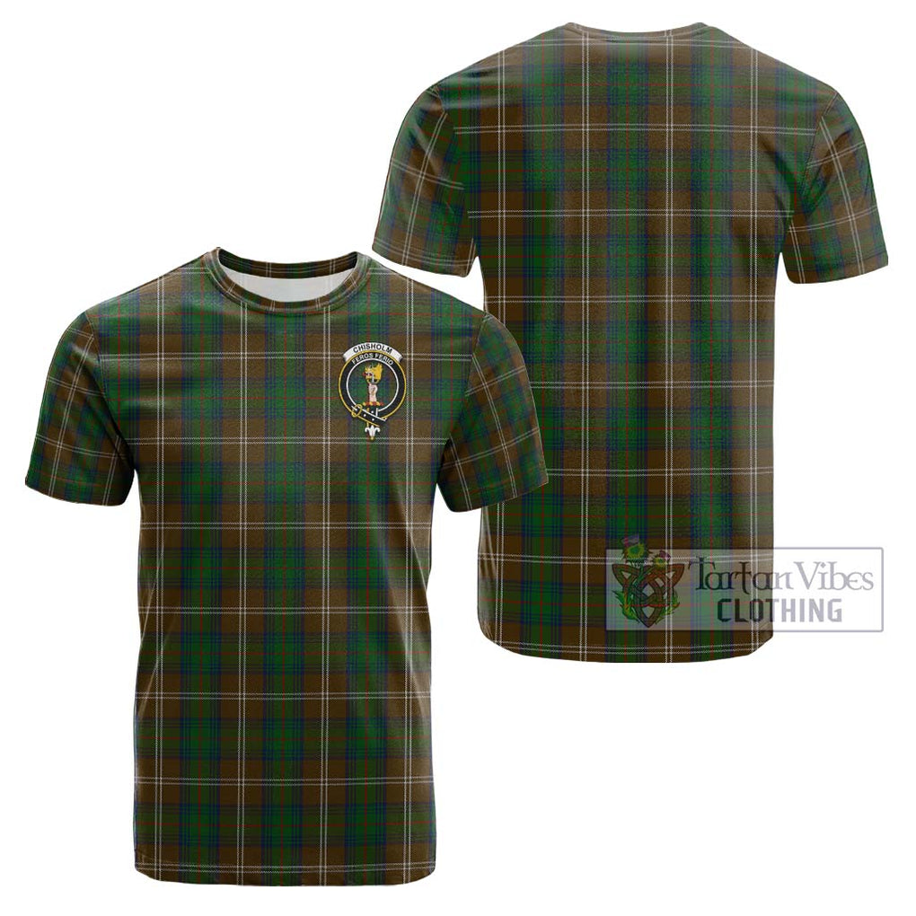 Chisholm Hunting Tartan Cotton T-Shirt with Family Crest Kid's Shirt - Tartanvibesclothing Shop