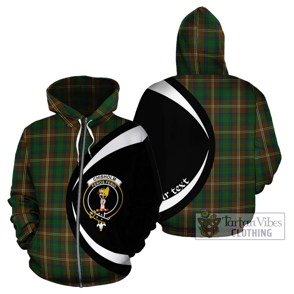 Tartan Vibes Clothing Chisholm Hunting Tartan Hoodie with Family Crest Circle Style