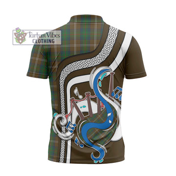 Chisholm Hunting Tartan Zipper Polo Shirt with Epic Bagpipe Style