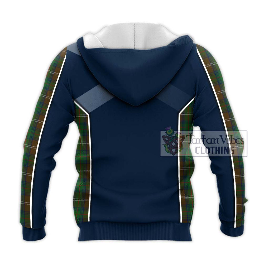 Chisholm Hunting Tartan Knitted Hoodie with Family Crest and Lion Rampant Vibes Sport Style - Tartan Vibes Clothing