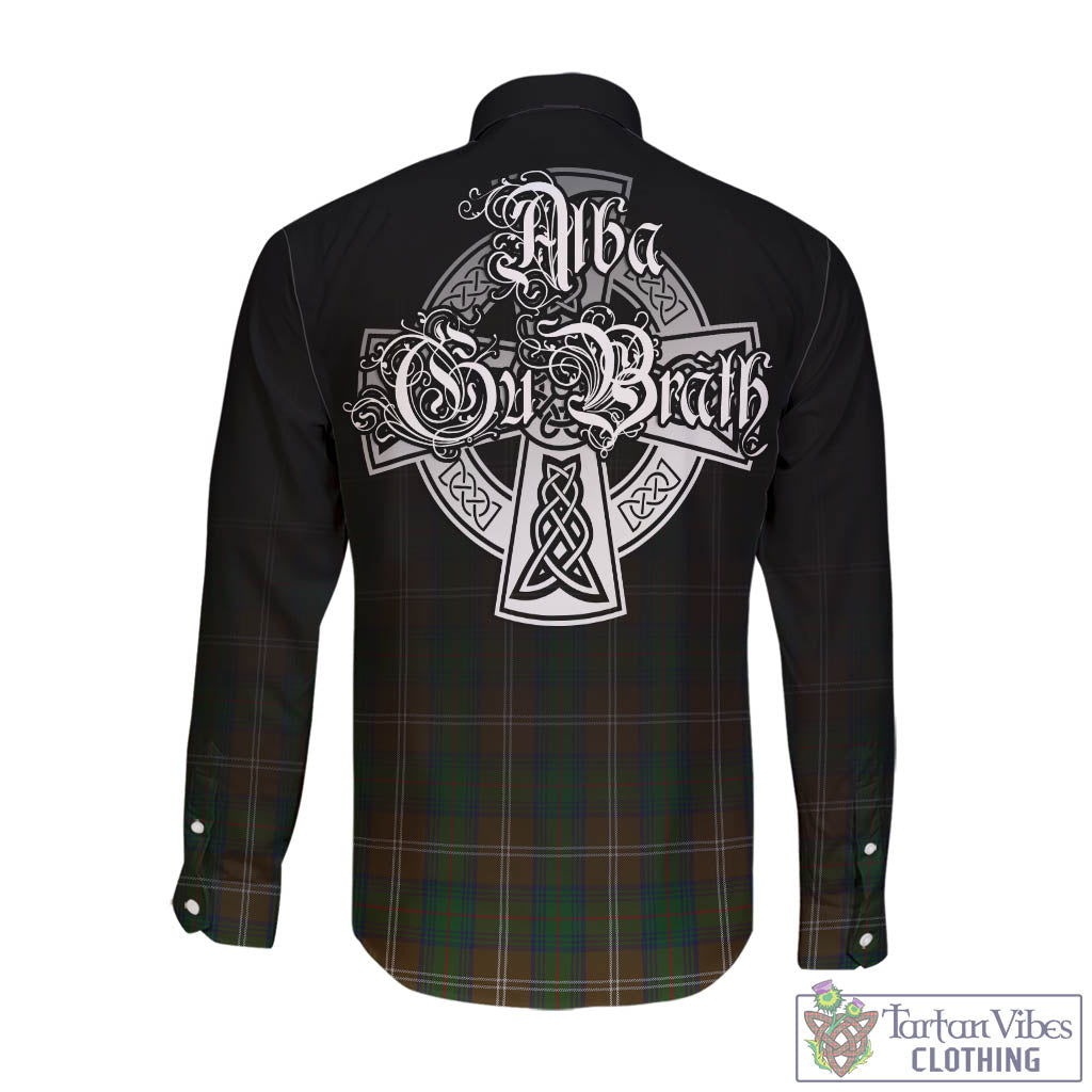 Tartan Vibes Clothing Chisholm Hunting Tartan Long Sleeve Button Up Featuring Alba Gu Brath Family Crest Celtic Inspired