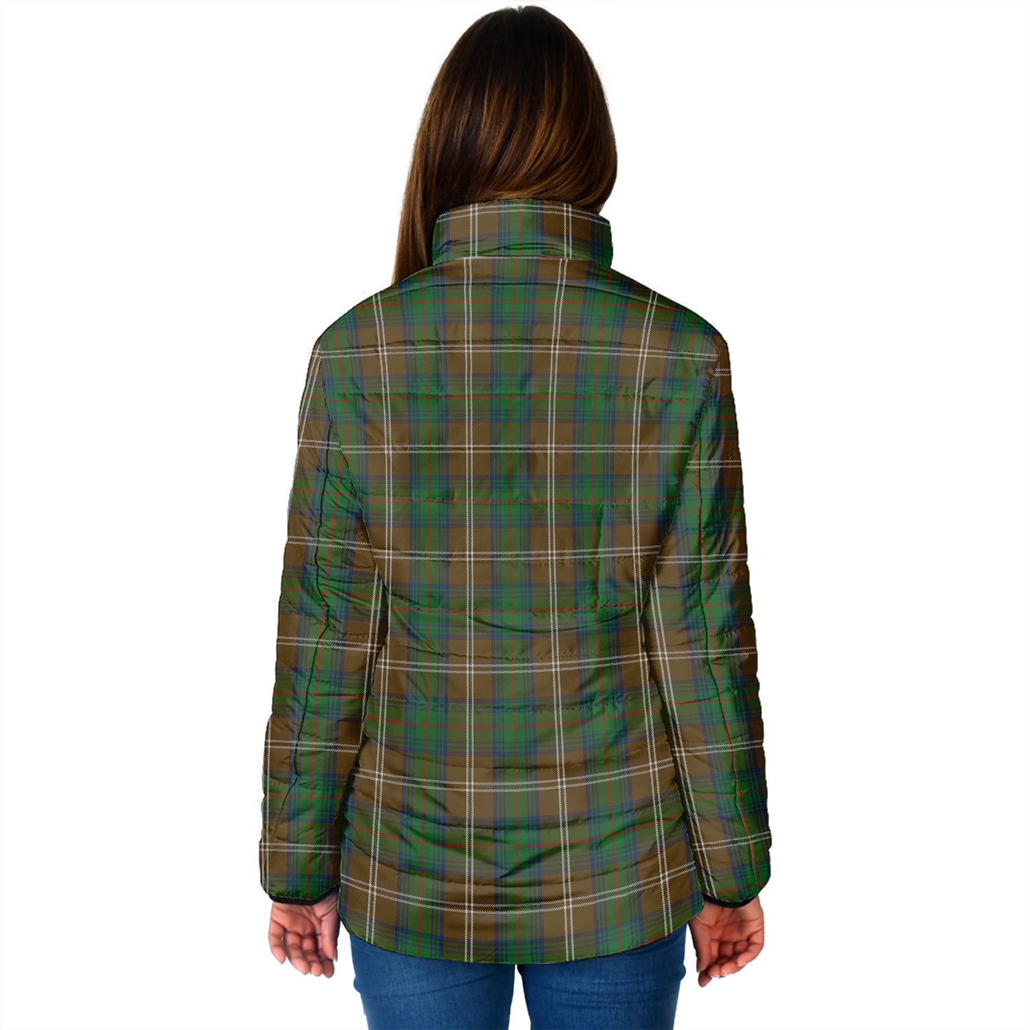 Chisholm Hunting Tartan Padded Jacket with Family Crest - Tartan Vibes Clothing