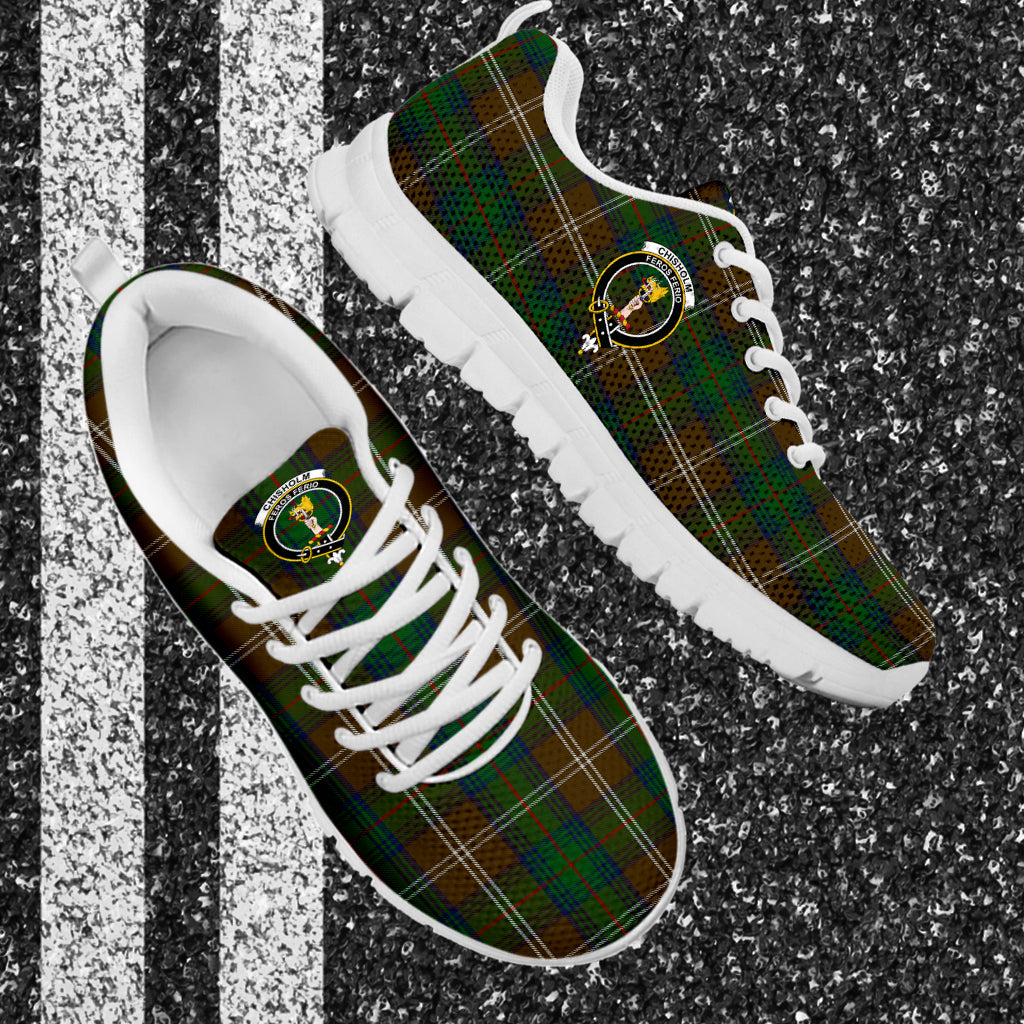 Chisholm Hunting Tartan Sneakers with Family Crest - Tartan Vibes Clothing