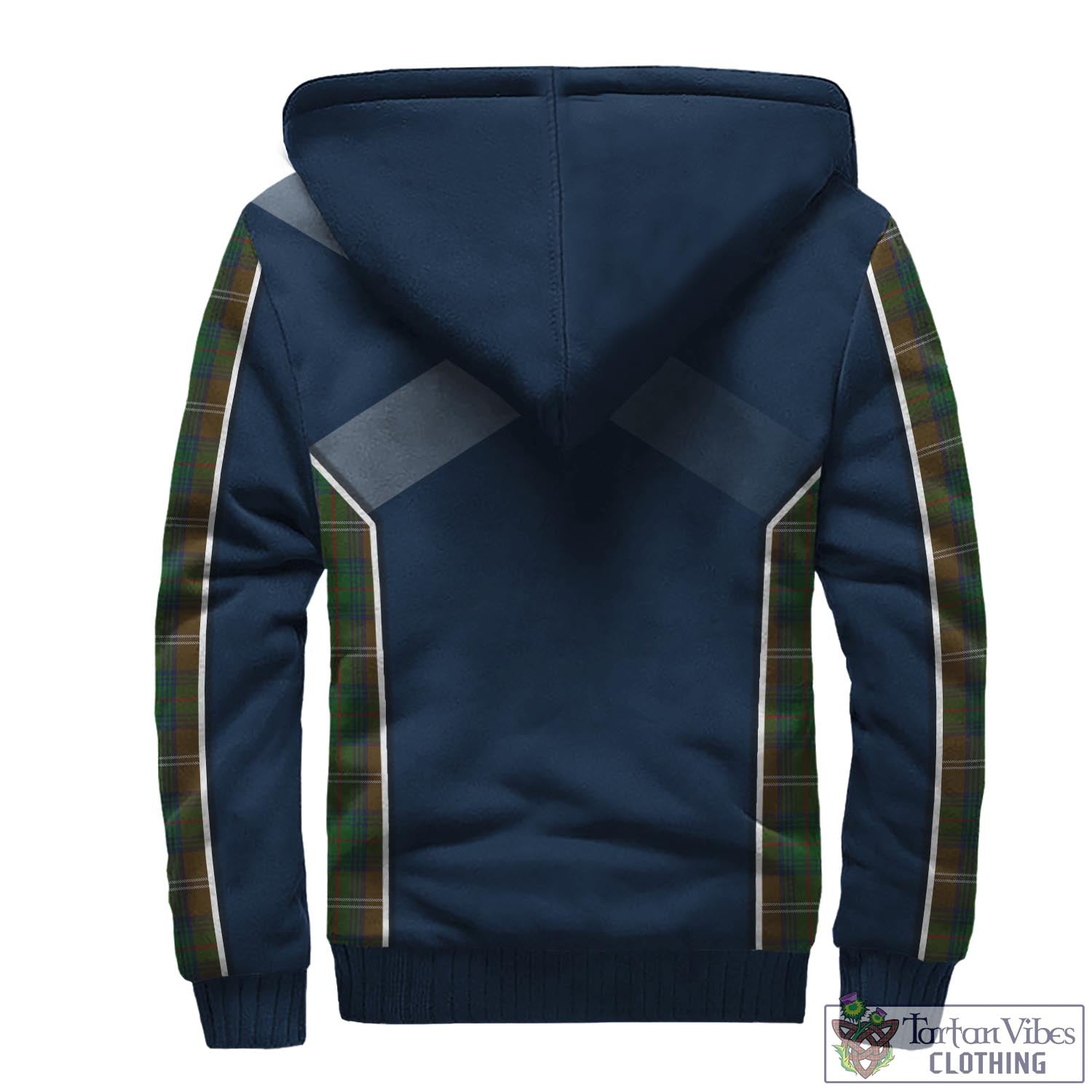 Tartan Vibes Clothing Chisholm Hunting Tartan Sherpa Hoodie with Family Crest and Scottish Thistle Vibes Sport Style