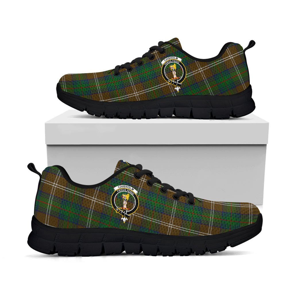 Chisholm Hunting Tartan Sneakers with Family Crest - Tartan Vibes Clothing