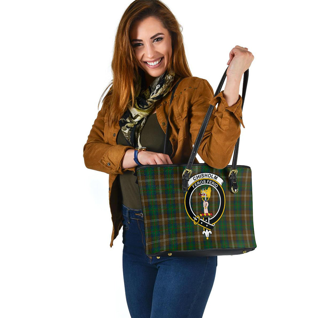 chisholm-hunting-tartan-leather-tote-bag-with-family-crest