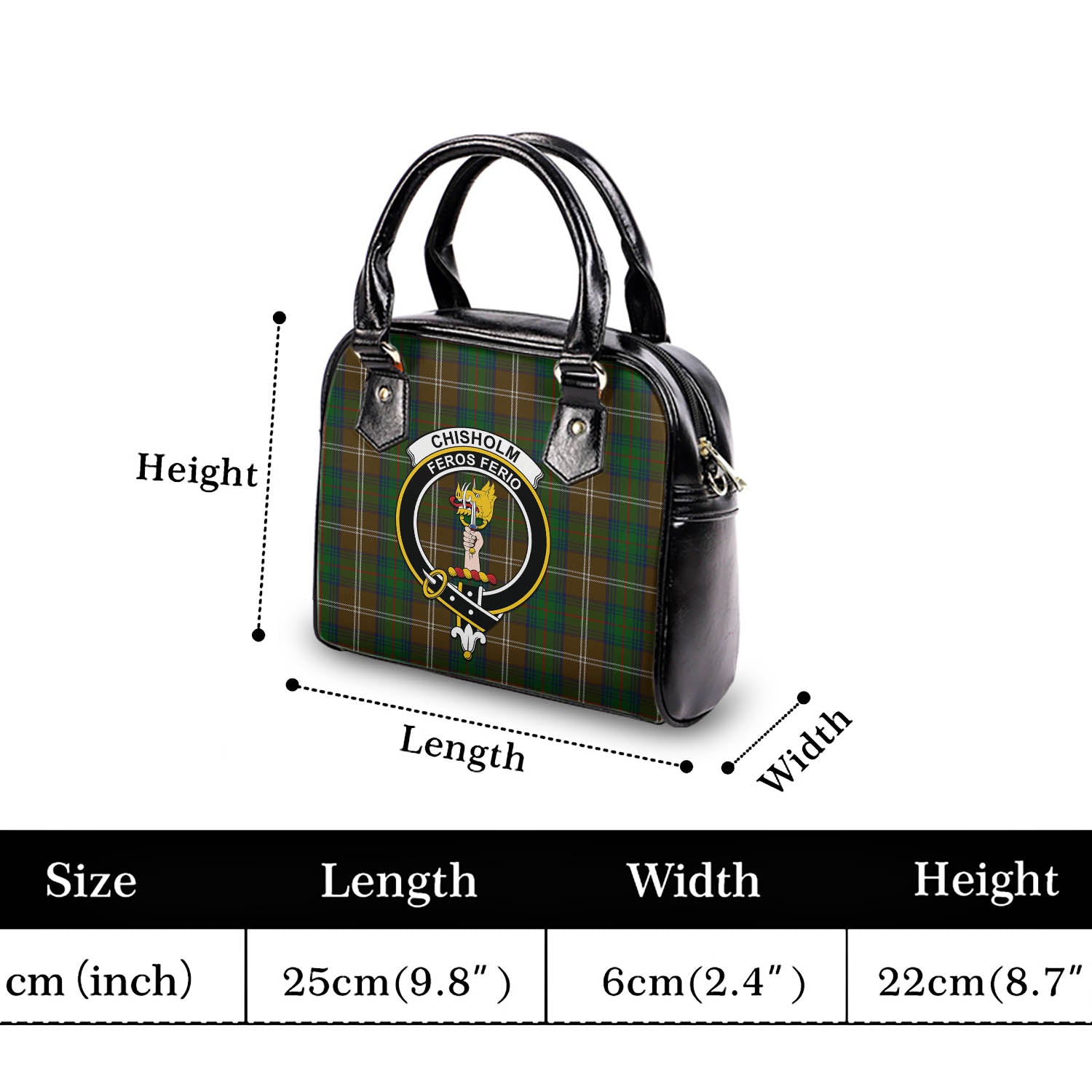 Chisholm Hunting Tartan Shoulder Handbags with Family Crest - Tartanvibesclothing