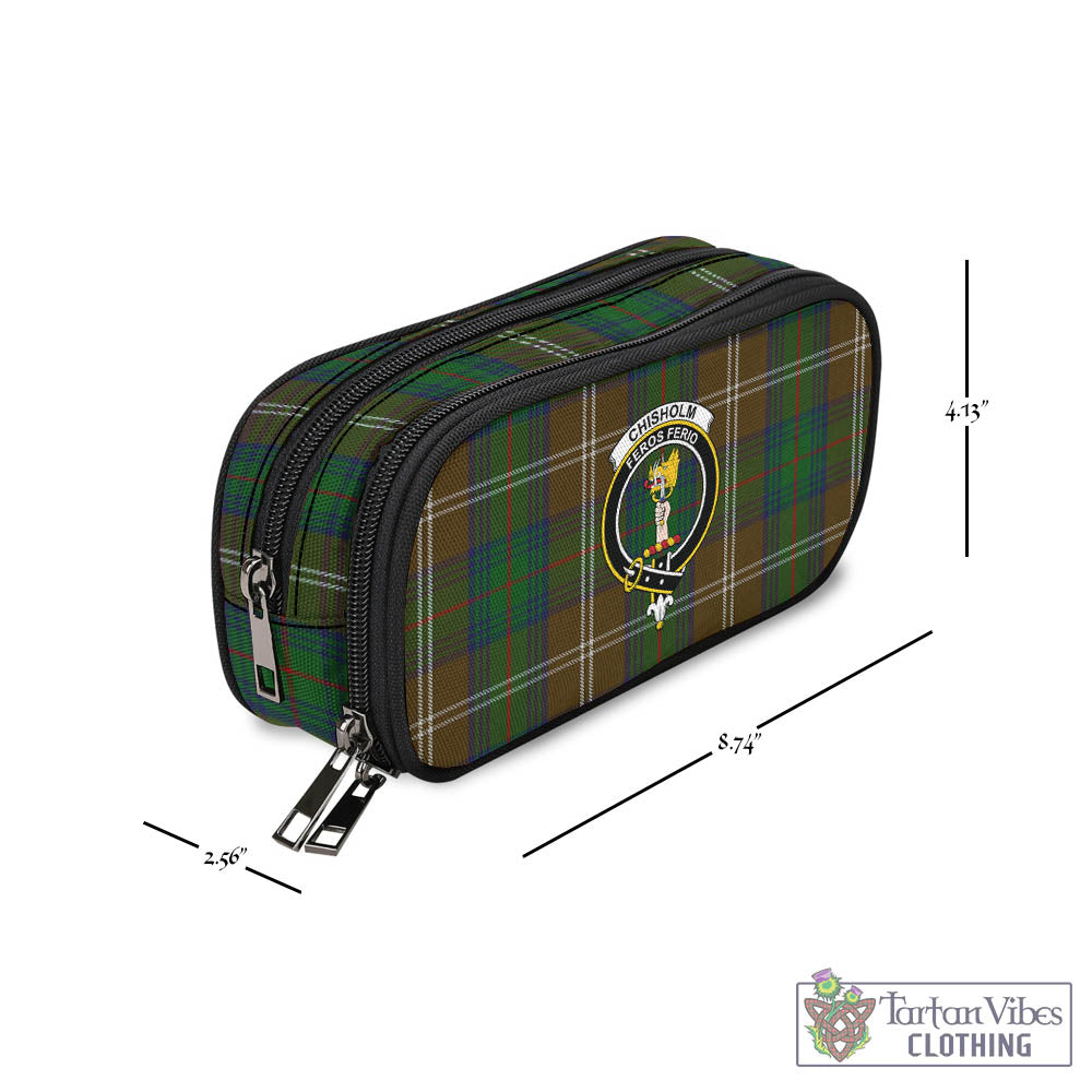 Tartan Vibes Clothing Chisholm Hunting Tartan Pen and Pencil Case with Family Crest