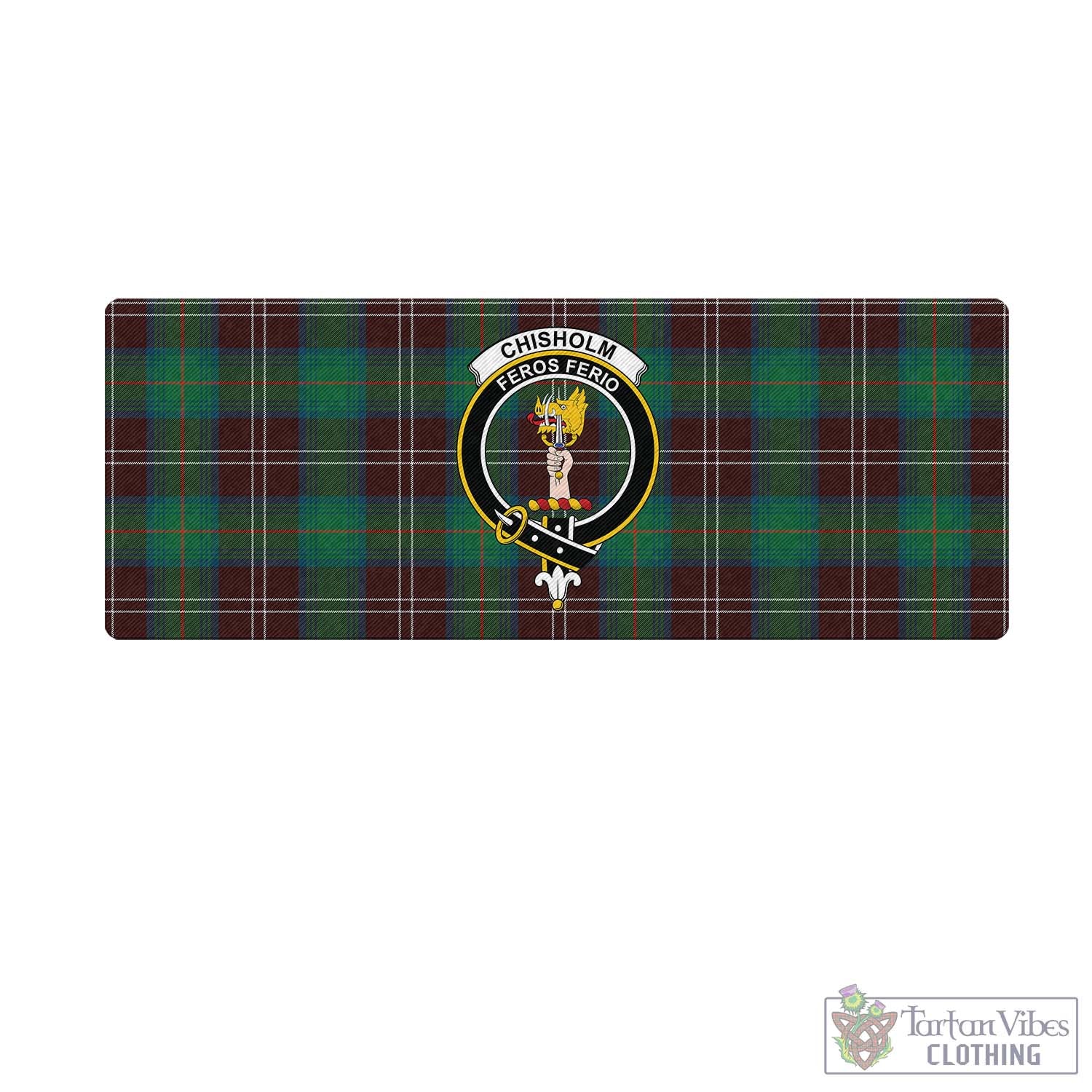 Tartan Vibes Clothing Chisholm Hunting Ancient Tartan Mouse Pad with Family Crest