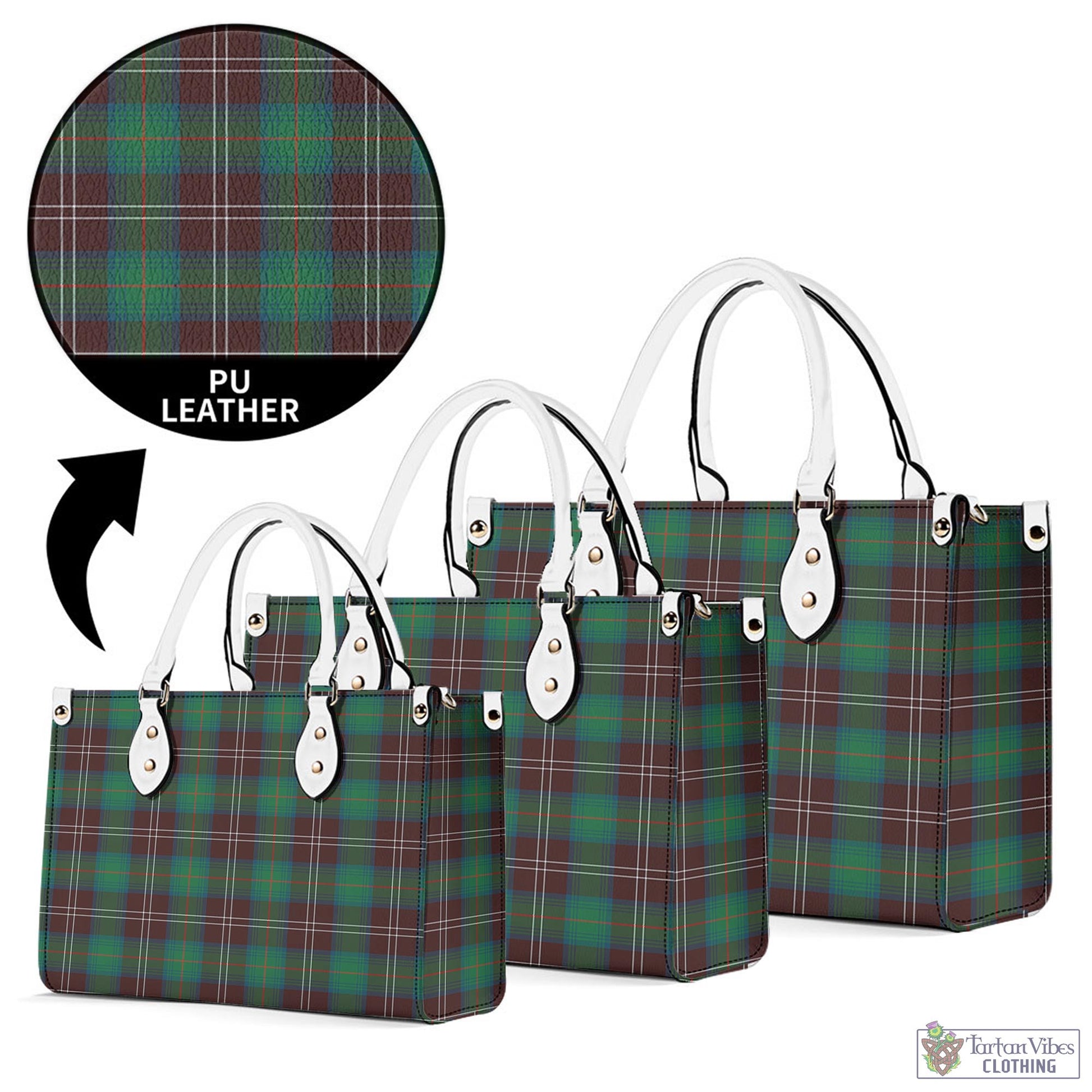 Tartan Vibes Clothing Chisholm Hunting Ancient Tartan Luxury Leather Handbags