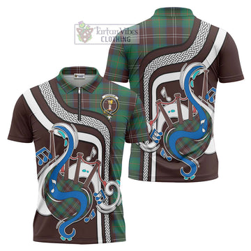 Chisholm Hunting Ancient Tartan Zipper Polo Shirt with Epic Bagpipe Style