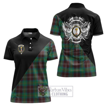 Chisholm Hunting Ancient Tartan Women's Polo Shirt with Family Crest and Military Logo Style