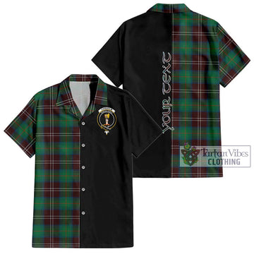 Chisholm Hunting Ancient Tartan Short Sleeve Button Shirt with Family Crest and Half Of Me Style