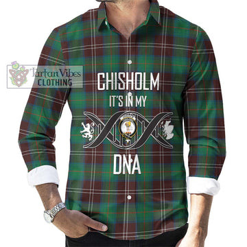 Chisholm Hunting Ancient Tartan Long Sleeve Button Shirt with Family Crest DNA In Me Style