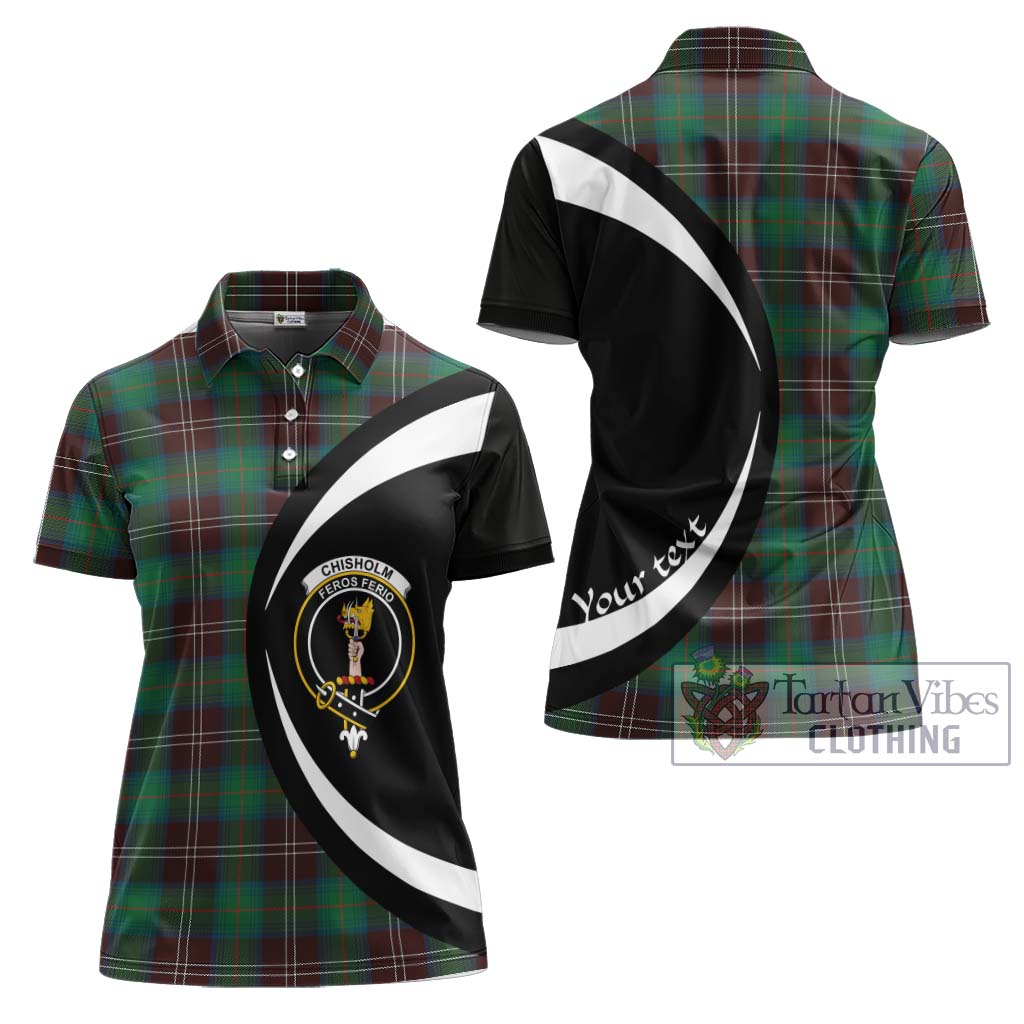 Chisholm Hunting Ancient Tartan Women's Polo Shirt with Family Crest Circle Style Women - Tartan Vibes Clothing