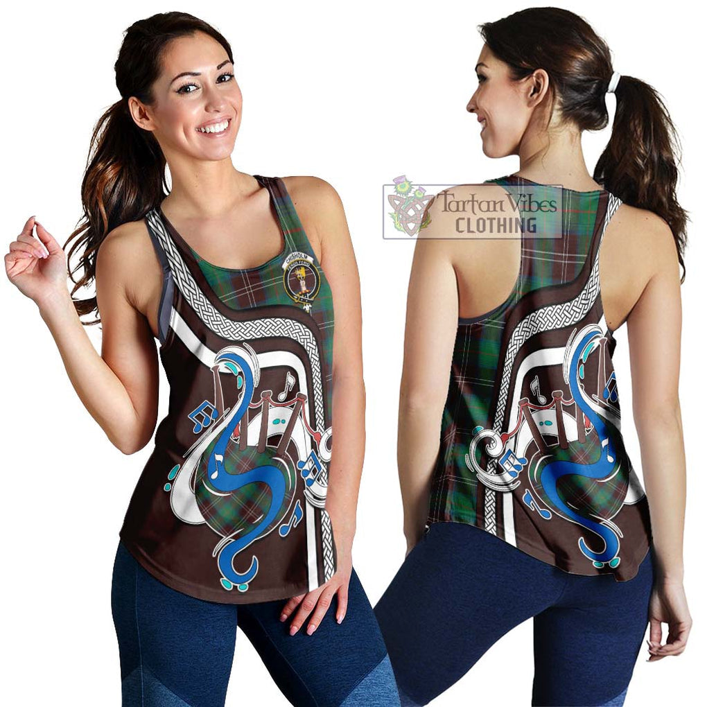 Chisholm Hunting Ancient Tartan Women's Racerback Tanks with Epic Bagpipe Style 4XL - Tartanvibesclothing Shop