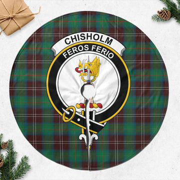 Chisholm Hunting Ancient Tartan Christmas Tree Skirt with Family Crest