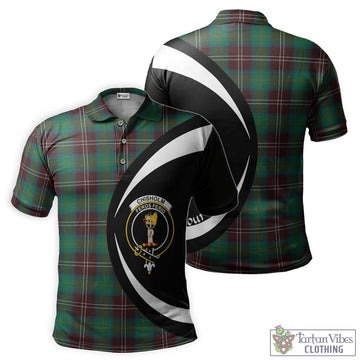 Chisholm Hunting Ancient Tartan Men's Polo Shirt with Family Crest Circle Style