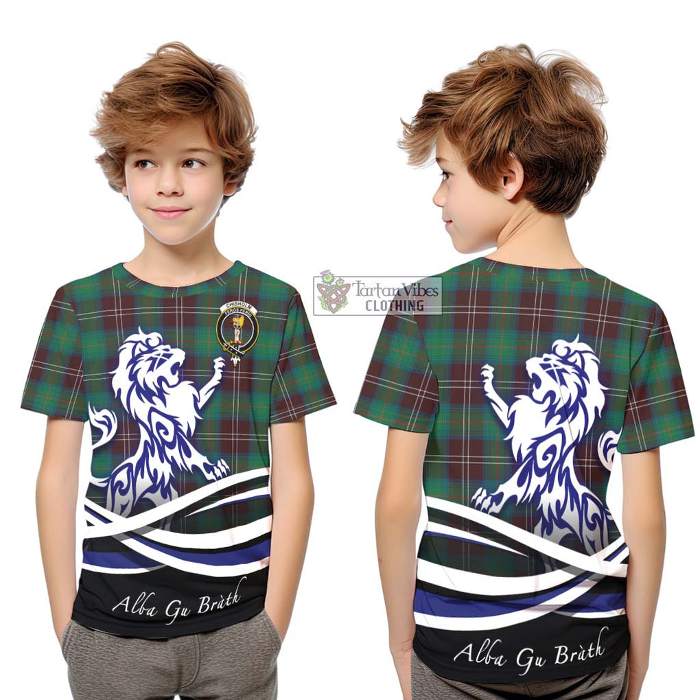 Chisholm Hunting Ancient Tartan Kid T-Shirt with Alba Gu Brath Regal Lion Emblem Youth XL Size14 - Tartanvibesclothing Shop