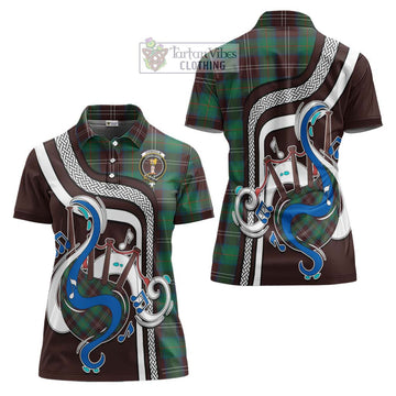 Chisholm Hunting Ancient Tartan Women's Polo Shirt with Epic Bagpipe Style