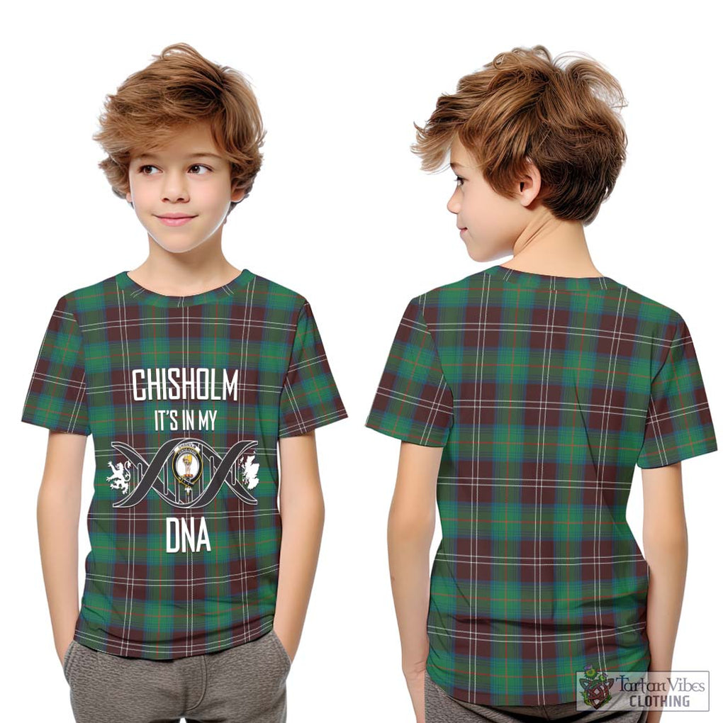 Chisholm Hunting Ancient Tartan Kid T-Shirt with Family Crest DNA In Me Style Youth XL Size14 - Tartanvibesclothing Shop